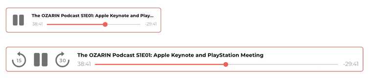 "A screen capture from the OZARIN redesign. A compact player component."