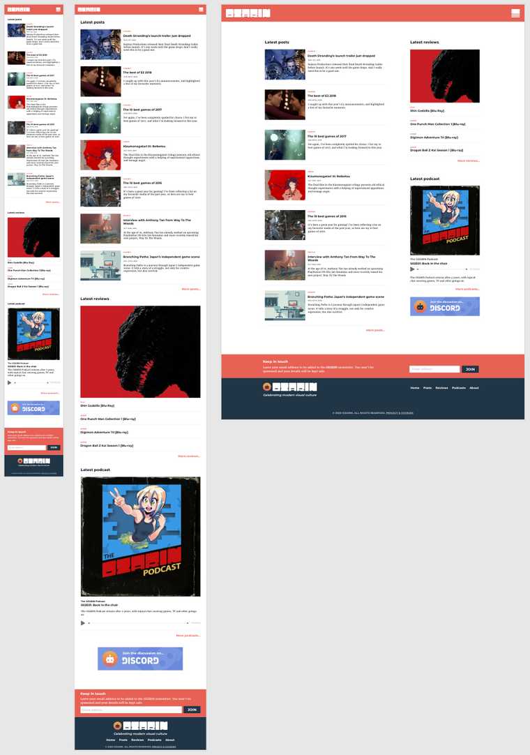 "A screen capture from the OZARIN redesign, featuring various device sizes. The homepage template."