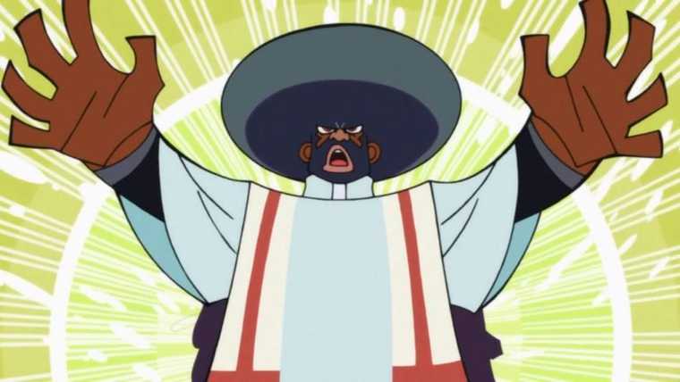 A priest with an afro holding his hands forward