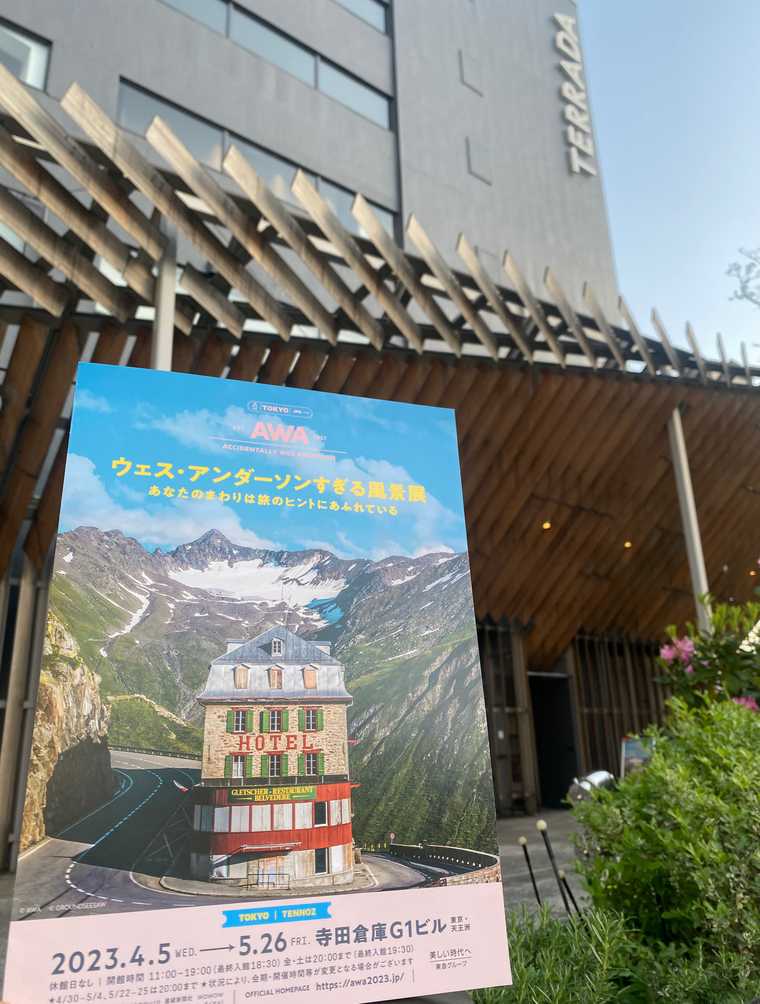 A promotional flyer for Accidentally Wes Anderson: Too Much Landscape exihibition.