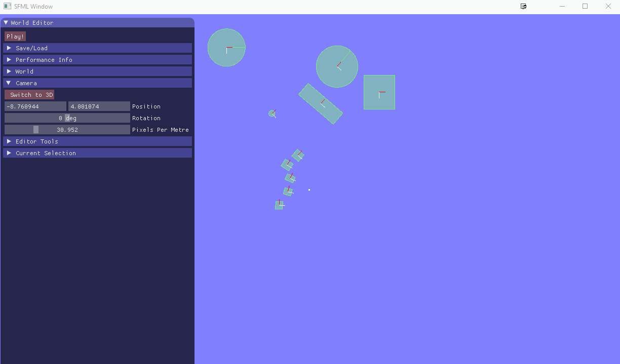 It's easy to imagine creating complex maps from such an interface Screen from early Box2D prototype by Rachel Crawford